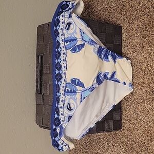 Blue and White Patterned Bikini Bottom